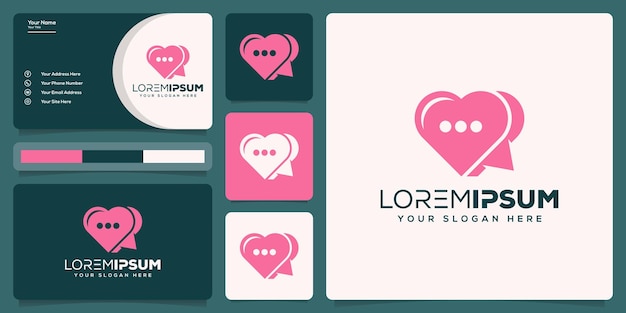 abstracte liefde met chat-logo-ontwerp