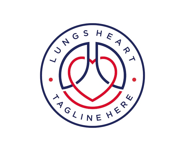 abstracte longen hart embleem badge logo vector ontwerpsjabloon