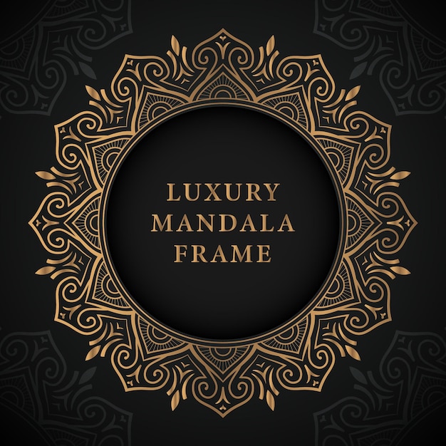 Abstracte luxe bloemen en mandala elegante frame mandala achtergrond met gouden kleur vector