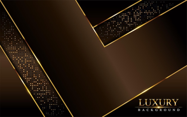 Abstracte luxe donkerbruine achtergrond gecombineerd met gouden element grafisch ontwerpelement