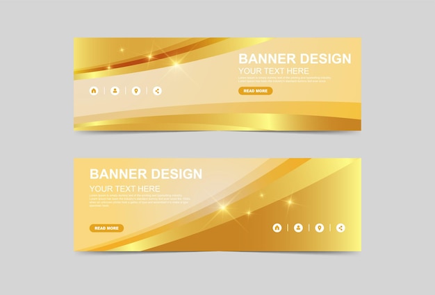 Abstracte luxe glanzende gouden kleur banner en brouchure ontwerp