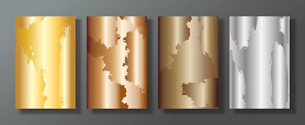Abstracte luxe uitnodigingskaart penseelstreek gouden artwork metalen stijl