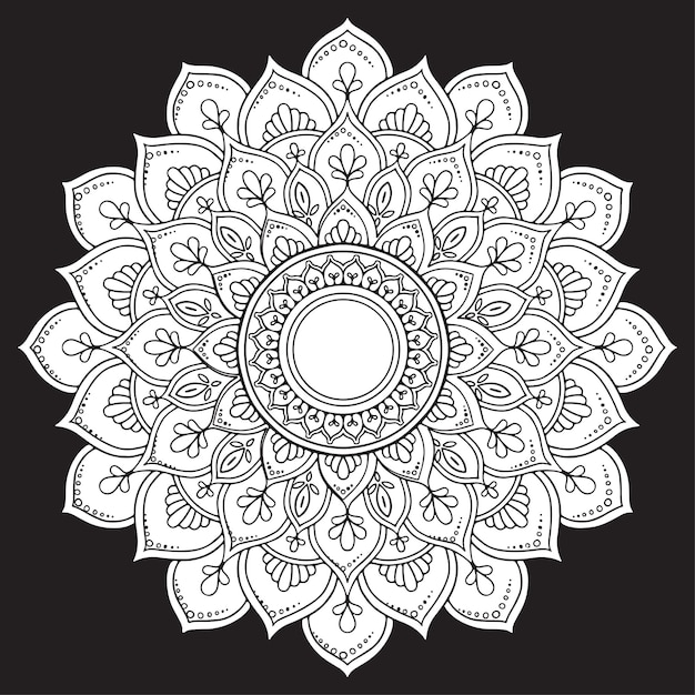 Vector abstracte mandala arabesque op zwart voor kleurboek