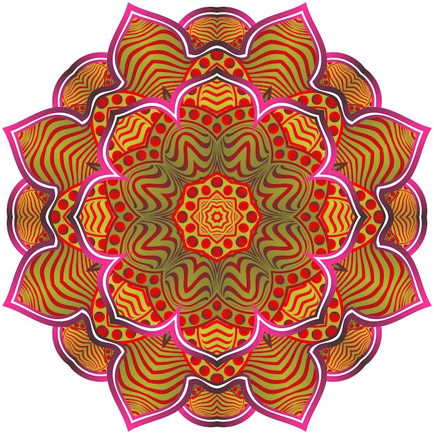 Abstracte mandala geweven in rood gecombineerd met goud