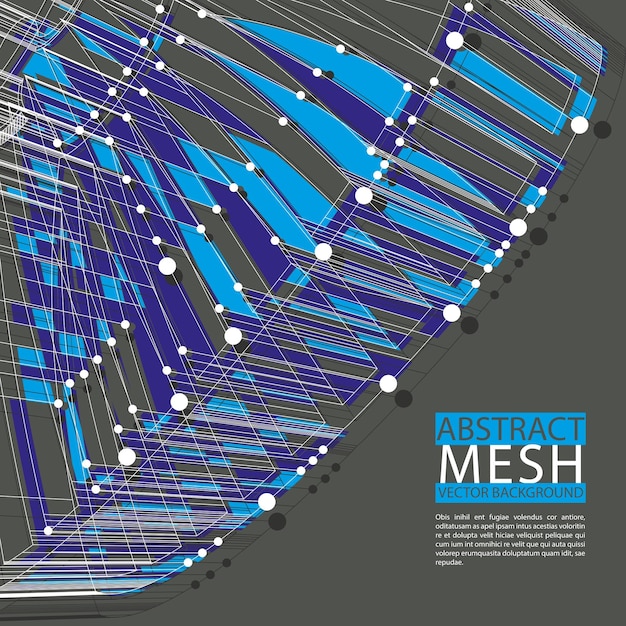 Abstracte mesh vectorillustratie, sjabloon voor technologie thema lay-outs, verbinding, communicatie, engineering, wetenschap, natuurkunde, scheikunde, elektronica, programmering enz, duidelijke eps 8.