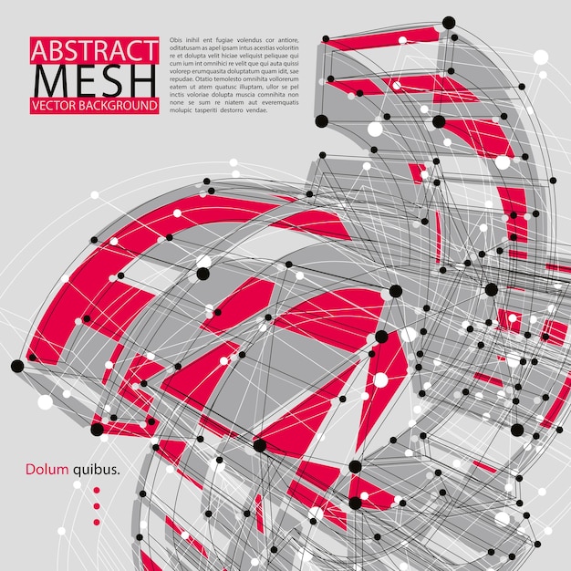 Abstracte mesh vectorillustratie, sjabloon voor technologie thema lay-outs, verbinding, communicatie, engineering, wetenschap, natuurkunde, scheikunde, elektronica, programmering enz, duidelijke eps 8.