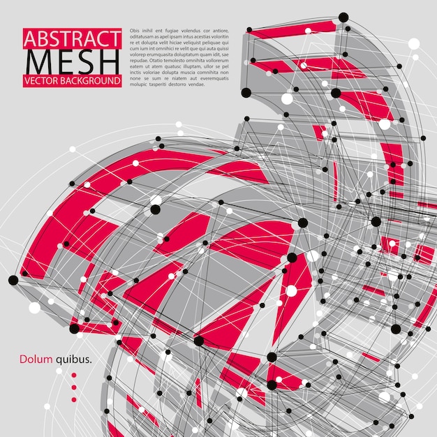 Abstracte mesh vectorillustratie, sjabloon voor technologie thema lay-outs, verbinding, communicatie, engineering, wetenschap, natuurkunde, scheikunde, elektronica, programmering enz, duidelijke eps 8.