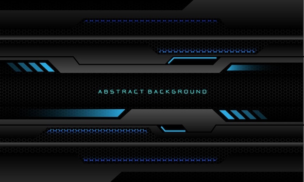 Abstracte metalen blauwe lijn zwarte cyber zwarte zeshoek mesh ultramoderne futuristische technische achtergrond