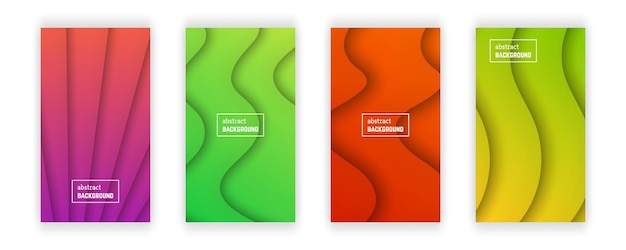 Abstracte minimale gradiënt geometrische achtergrond set van vier golflaag vorm voor banner sjablonen kaarten vectorillustratie