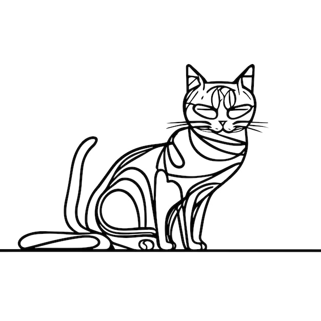 Abstracte minimalistische kat een lijn kunst eenvoudige kunst