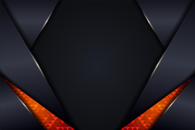 Abstracte moderne donkere diagonale 3D metalen achtergrond met glanzend getextureerd oranje ontwerpelement