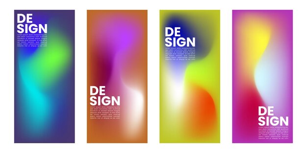 Abstracte moderne kleurrijke gradiëntontwerp achtergrond set vector illustratie