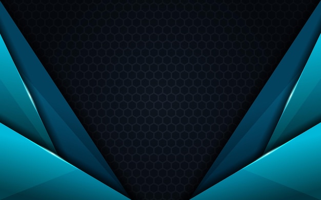 Abstracte moderne premium overlap gloeiend blauw op donkere achtergrond met zeshoekig patroon