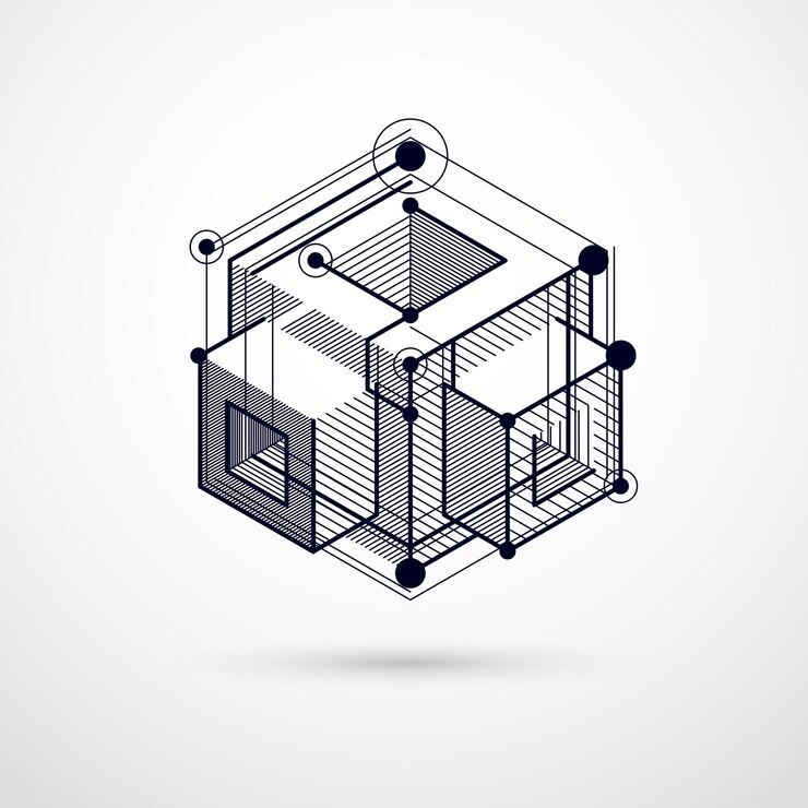 Vector abstracte moderne retro zwart-wit 3d-achtergrond, geometrische futuristische vormen vectorillustratie. abstracte regeling van motor of engineering mechanisme.