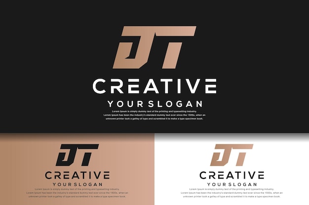 Abstracte monogram beginletter dt logo sjabloon