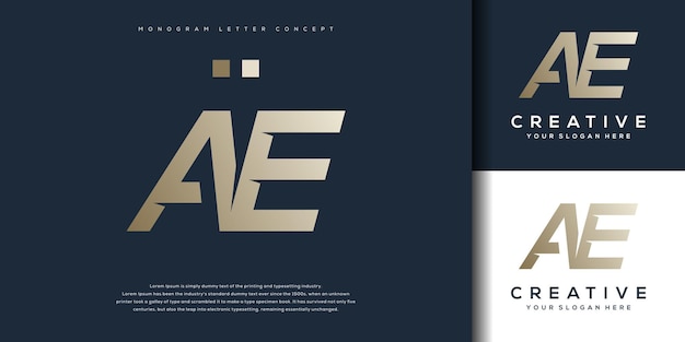 Abstracte monogram brief Ae logo ontwerp