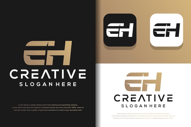 Abstracte monogram brief EH logo ontwerp