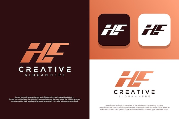 Abstracte monogram brief hf logo ontwerp