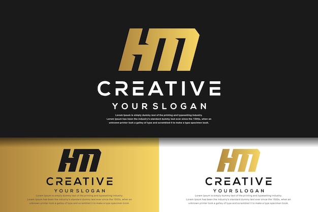 abstracte monogram brief hm logo sjabloon