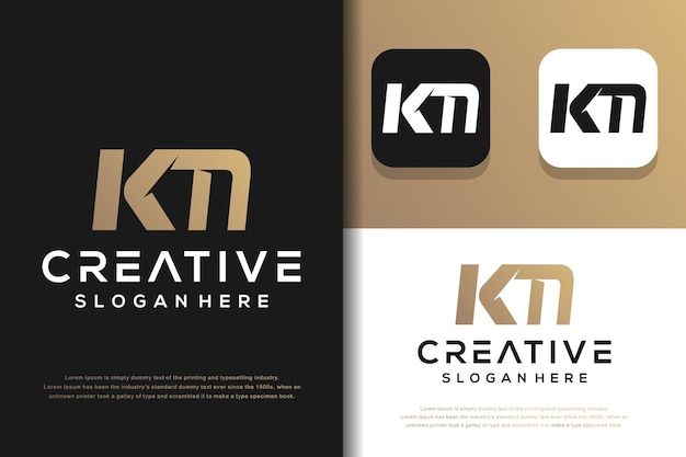 Abstracte monogram brief KM logo ontwerp