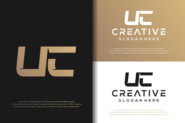 Vector abstracte monogram brief uc logo ontwerp