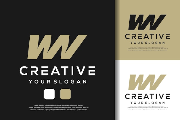 abstracte monogram brief wv logo ontwerp