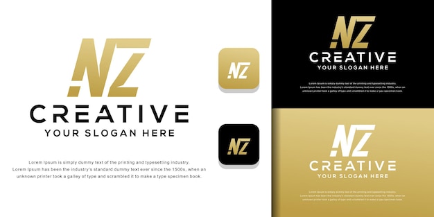 abstracte monogram eerste NZ letter logo sjabloon