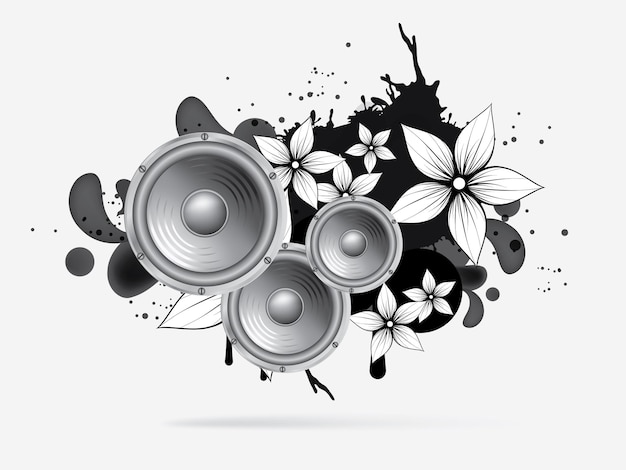 Vector abstracte muziek achtergrond met subwoofer abstracte vector illustratie met achtergrond