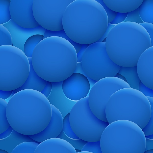 Abstracte naadloze patroon of achtergrond van gaten en cirkels met schaduwen in blauwe kleuren