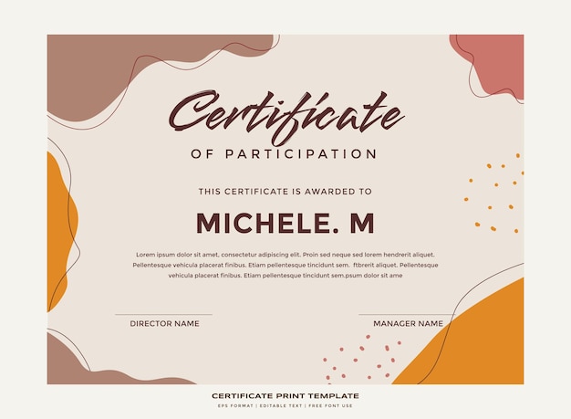 Abstracte natuur certificaat afdruksjabloon premium vector