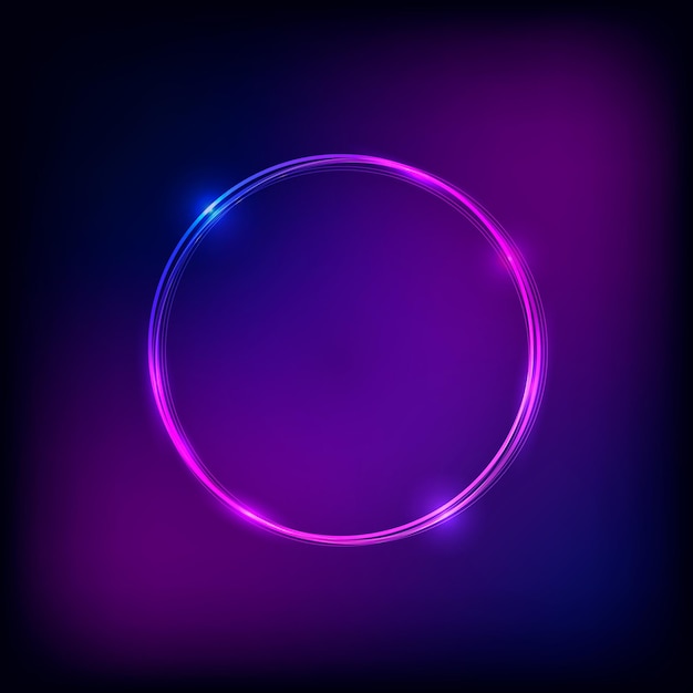 Abstracte neon cirkel met verlichting, vectorillustratie. Gloeiend rond frame met ruimte voor uw tekst.