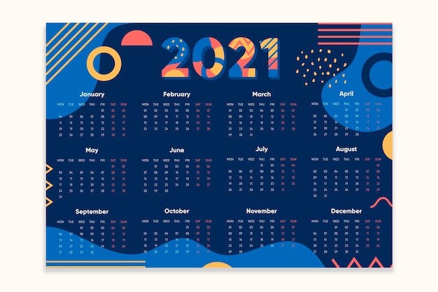 Abstracte nieuwe jaarkalender 2021