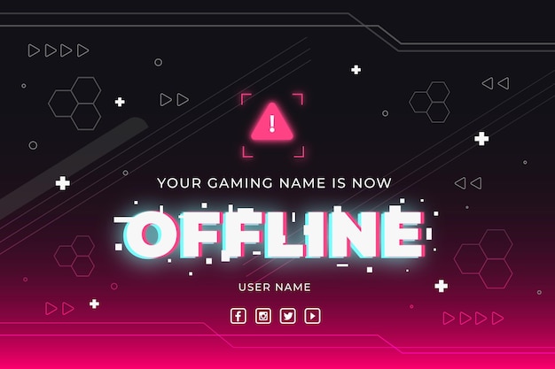 Vector abstracte offline twitch-banner in gammer-stijl