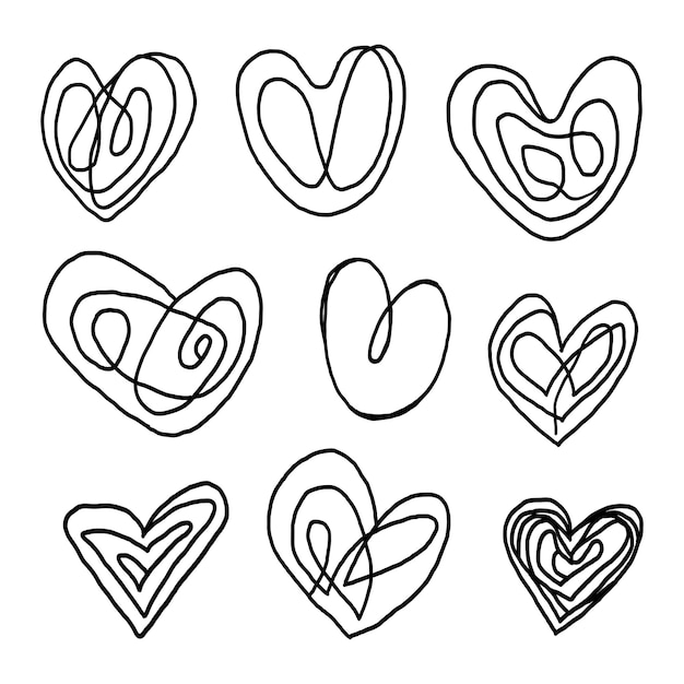 Abstracte ononderbroken lijn harten vector illustratie set