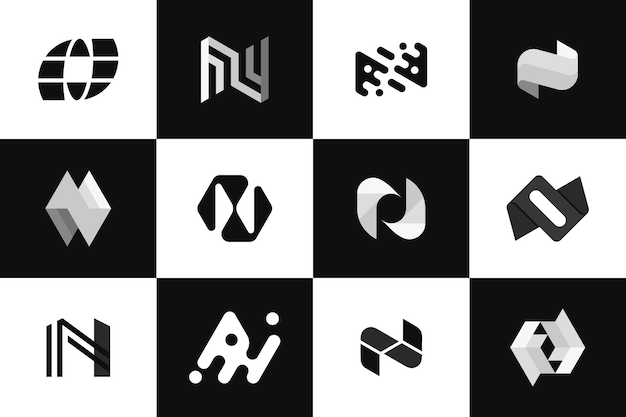 Vector abstracte ontwerpen met de letter n deze set vector iconen bevat meerdere abstracte logo's