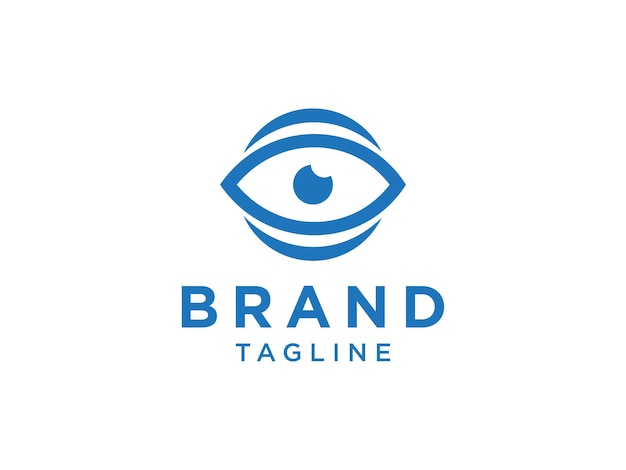Abstracte oog-logo. Blauwe lineaire stijl met vierkante frame geïsoleerd op een witte achtergrond.