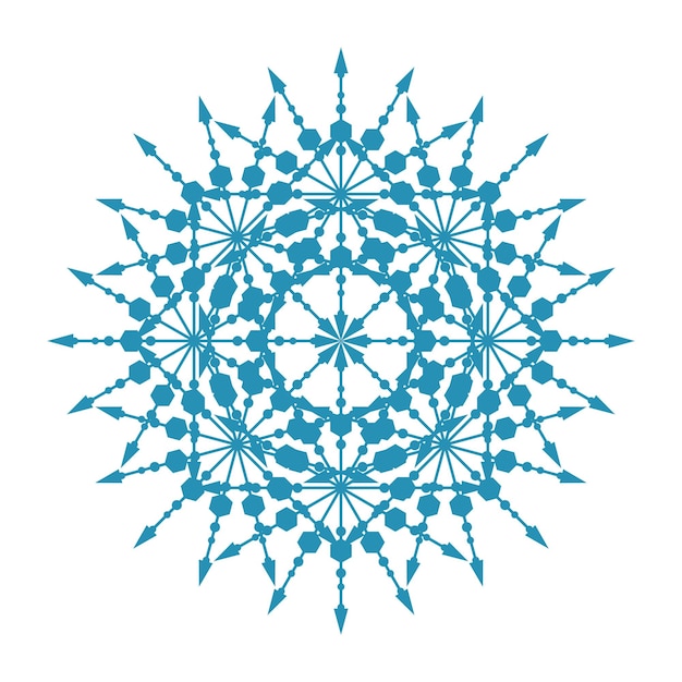 Abstracte Oosterse Mandala Sneeuwvlok Sjabloon. Yoga Arabesque Mandala Kantpatroon Element Pictogram
