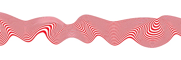 Abstracte optische illusiegolf Een stroom van rode en witte strepen die een golvend vervormingseffect vormen Vectorillustratie