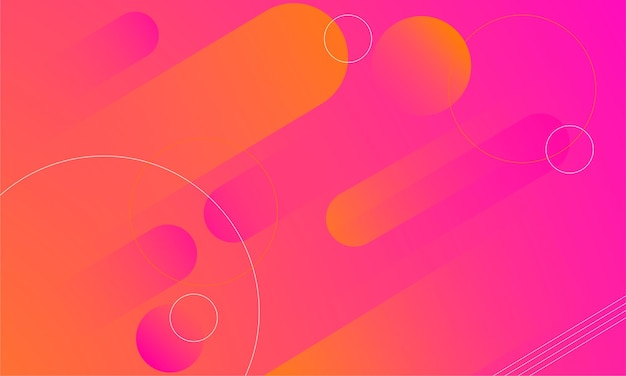 Abstracte oranje en roze gradiëntachtergrond met geometrische elementen en lijnen Vectorillustratie