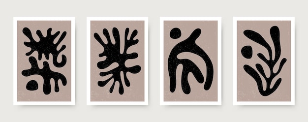 Abstracte organische vormposters. Hedendaagse door Matisse geïnspireerde omslagset in minimalistische stijl. Moderne kunst