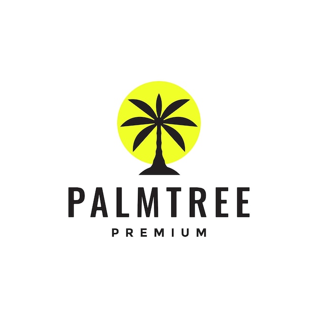 Abstracte palmboom met zonlicht logo-ontwerp