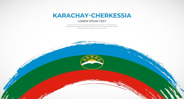 Vector abstracte penseelvlag van karachay cherkessia in een afgeronde illustratie van het vector-effect van de penseelstreek