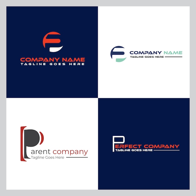 Abstracte pictogram alfabet P brief Logo ontwerpset bedrijf identiteit pictogram Business Branding sjabloon