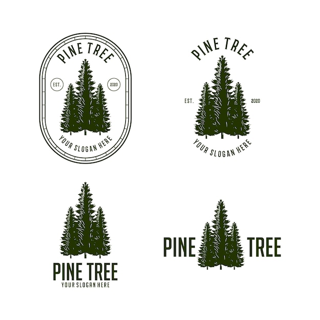 Abstracte pijnbomen vintage logo ontwerp sjabloon vector