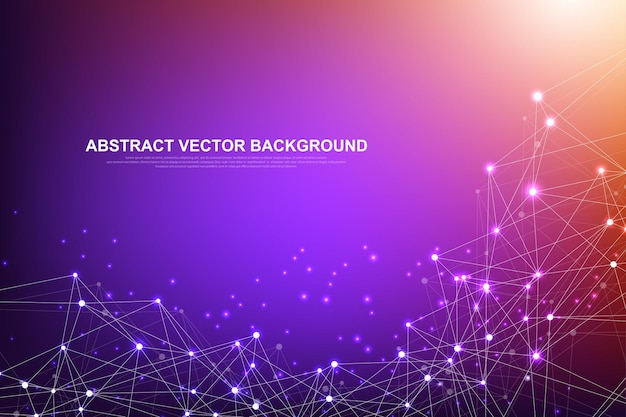 Abstracte plexusachtergrond met verbonden lijnen en punten golfstroom plexus geometrisch effect big data