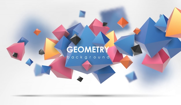 Abstracte poligonal achtergrond. 3D render illustratie. Geometrische achtergrond met low-poly elementen.