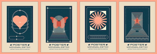 Vector abstracte posters bauhaus posters met geometrisch patroon trendy minimalistische geometrische ontwerpen met eenvoud