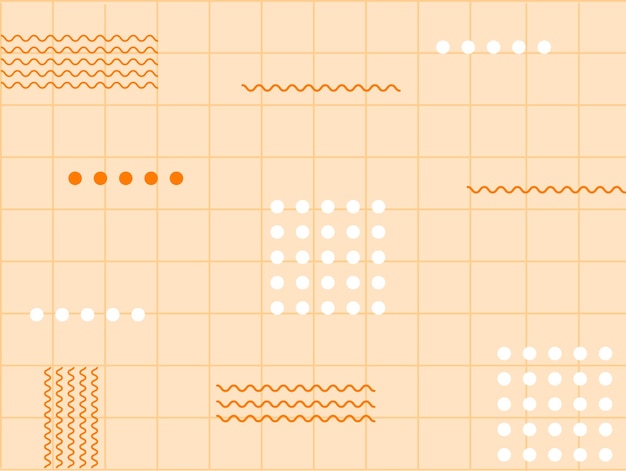 Abstracte psychedelische achtergrond in y2k-stijl. beige ruit met witte stippen en oranje geometrische patte