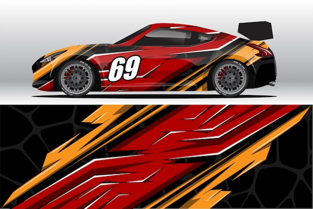 Abstracte racewagen wrap sticker ontwerp en sport achtergrond voor dagelijks gebruik race-livrei of auto vinyl