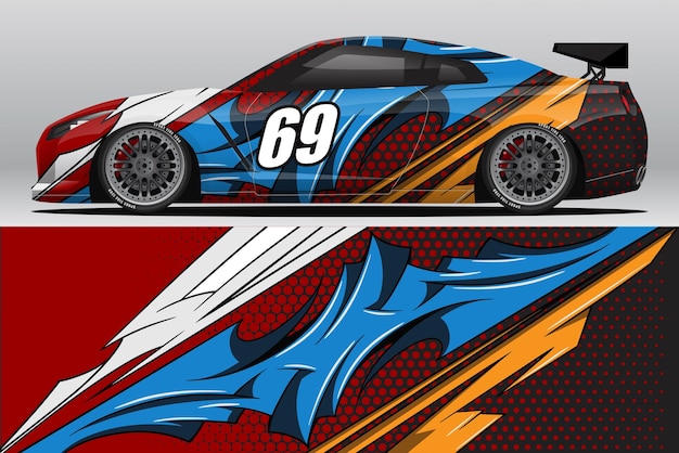 Abstracte racewagen wrap sticker ontwerp en sport achtergrond voor dagelijks gebruik race-livrei of auto vinyl